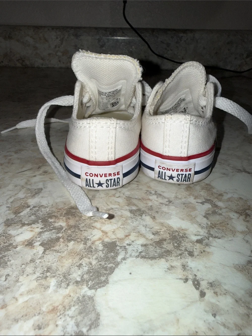 Converse Baby White Canvas Sneakers with Red Trim